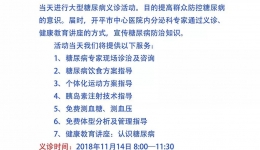 【福利】【联合国糖尿病日】14日我院将举办义诊和健康讲座！